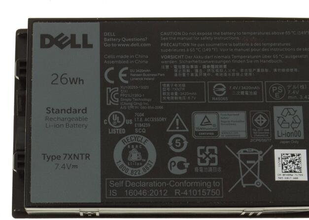 7XNTR 26Wh 3-cell For Dell Latitude 12 Rugged Tablet 7202 Laptop Battery - Image 3