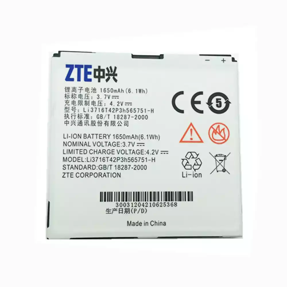 Genuine ZTE V889D,N880E,N860,N855D,U885,U880E cellphone battery LI3716T42P3H565751-H