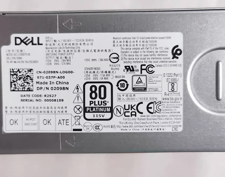 750W OEM Replacement Power Supply For Dell XPS 8950 3710 3910 & T3660 Desktop – Brand New