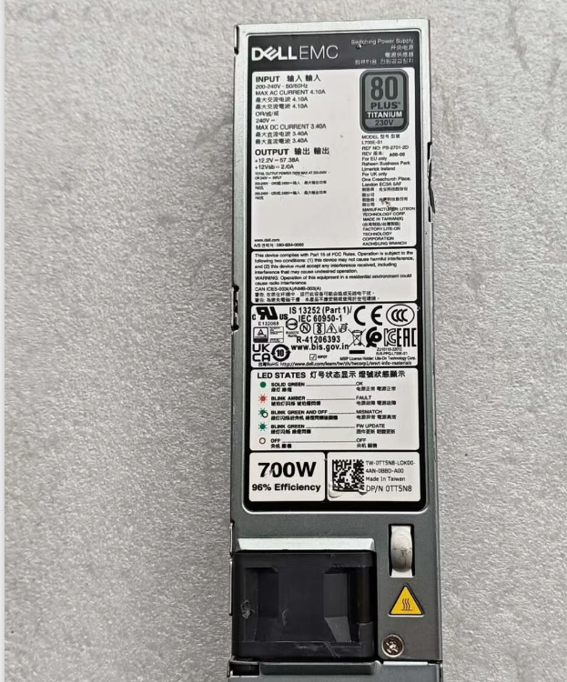 TT5N8 0TT5N8 700W 80+ Titanium 220V AC Power Supply Unit for Dell PowerEdge R760XS 15/16th Gen L700E-S1